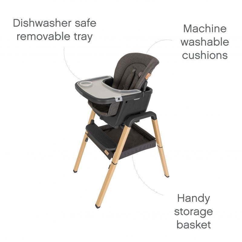 Tutti Bambini 2in1 Nova Highchair/Rocker Bundle-Oak/Grey