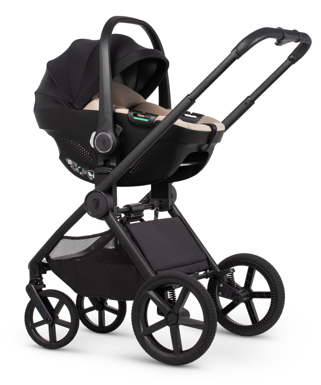 Venicci Upline3 Travel System Inc Tiago Car Seat & 360 Base 16 Piece Ultimate Bundle - Onyx