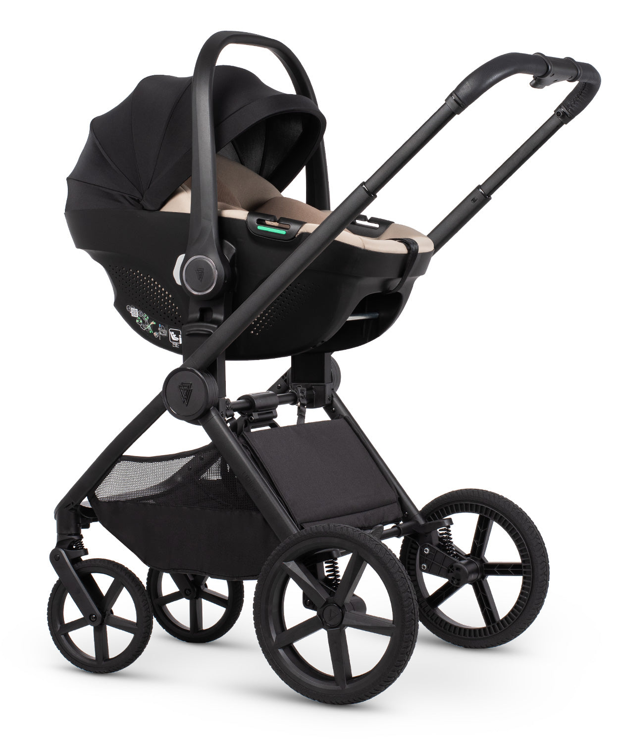 Venicci Upline3 Travel System Inc Tiago Car Seat & 360 Base 13 Piece Luxury Bundle - Onyx