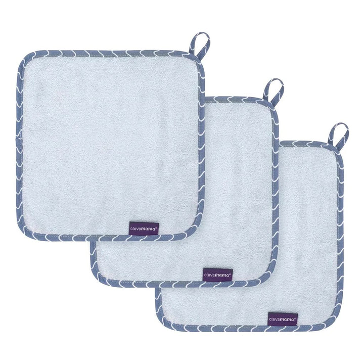 Clevamama Bamboo Baby Washcloth - 3pk (Blue)