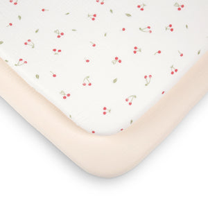 CuddleCo 2 Pack Universal Crib/Co-Sleeper Sheets - Ditsy Cherry
