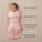 ergoPouch Organic All Year Cocoon Swaddle 1 Tog Sleeping Bag - Pink Daisies