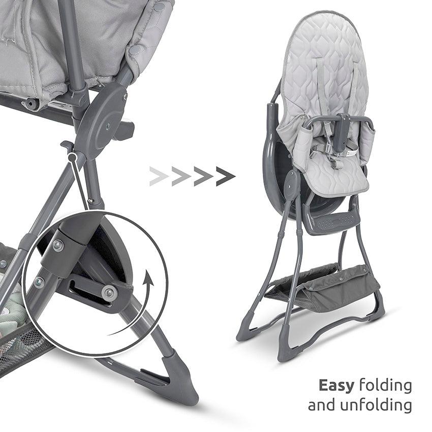 Lorelli Aspen 3in1 Travel System Bundle with Aria Luxe Car Seat, Millie Crib, Eliza Bouncer & Bonbon Highchair - Black/Beige