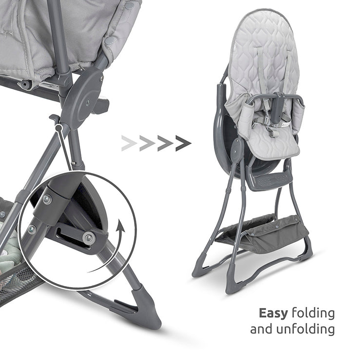 Lorelli Aspen 3in1 Travel System Bundle with Aria Luxe Car Seat, Millie Crib, Eliza Bouncer & Bonbon Highchair - Black/Beige