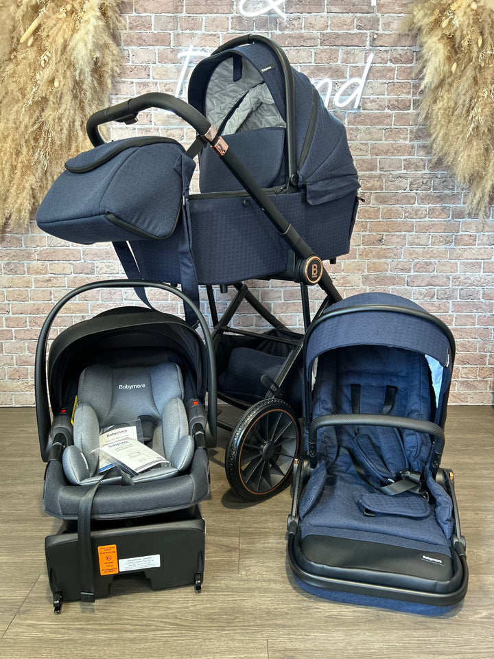 EX DISPLAY Babymore Chia Travel System Coco with Base - Midnight Blue