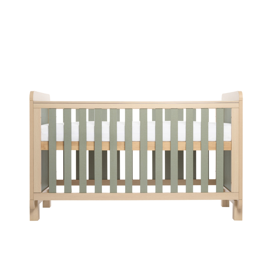 Tutti Bambini Kuba Cot Bed - Pickled Oak & Sage Weave