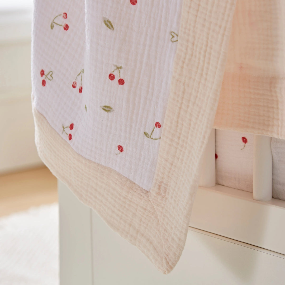 CuddleCo 4 Piece Cot Bed Bedding Set - Ditsy Cherry