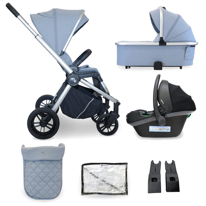 My Babiie MB450i 3-in-1 Travel System with i-Size Car Seat - Steel Blue