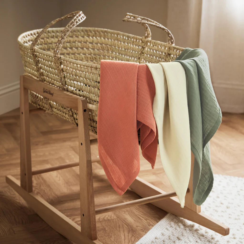 The Little Green Sheep Patterned Cotton Muslins - Pack of 3 - Juniper