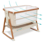 Tutti Bambini CoZee Breeze Plus Bedside Crib - Scandinavian Walnut/Ecru
