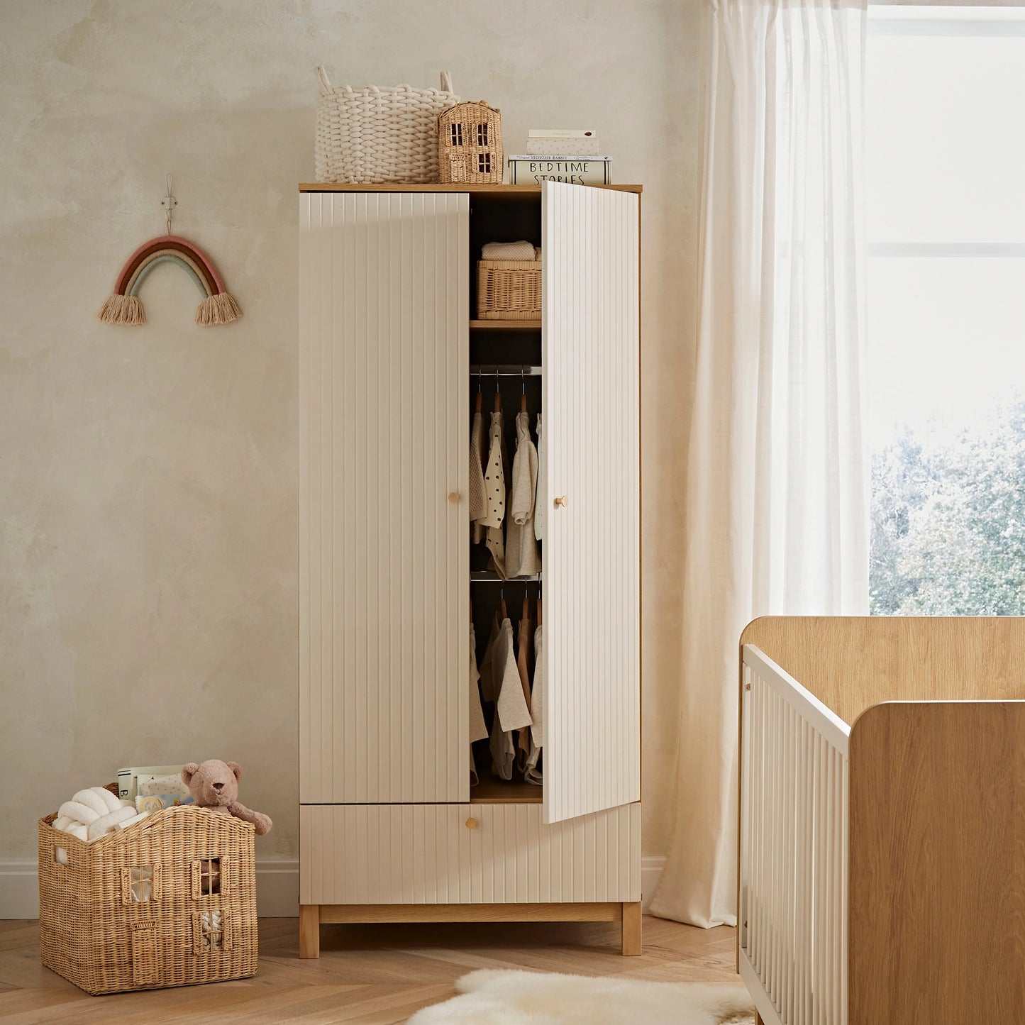 CuddleCo Remi 3 Piece Nursery Furniture Set - Oak & Cashmere