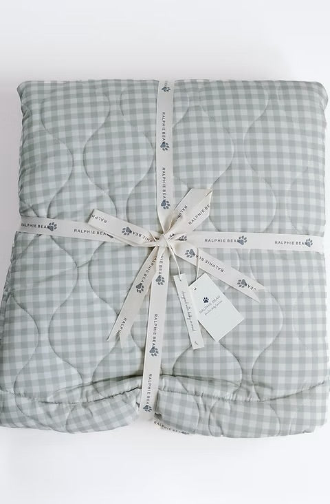 Ralphie Bear Quilted Playmat - Green Gingham