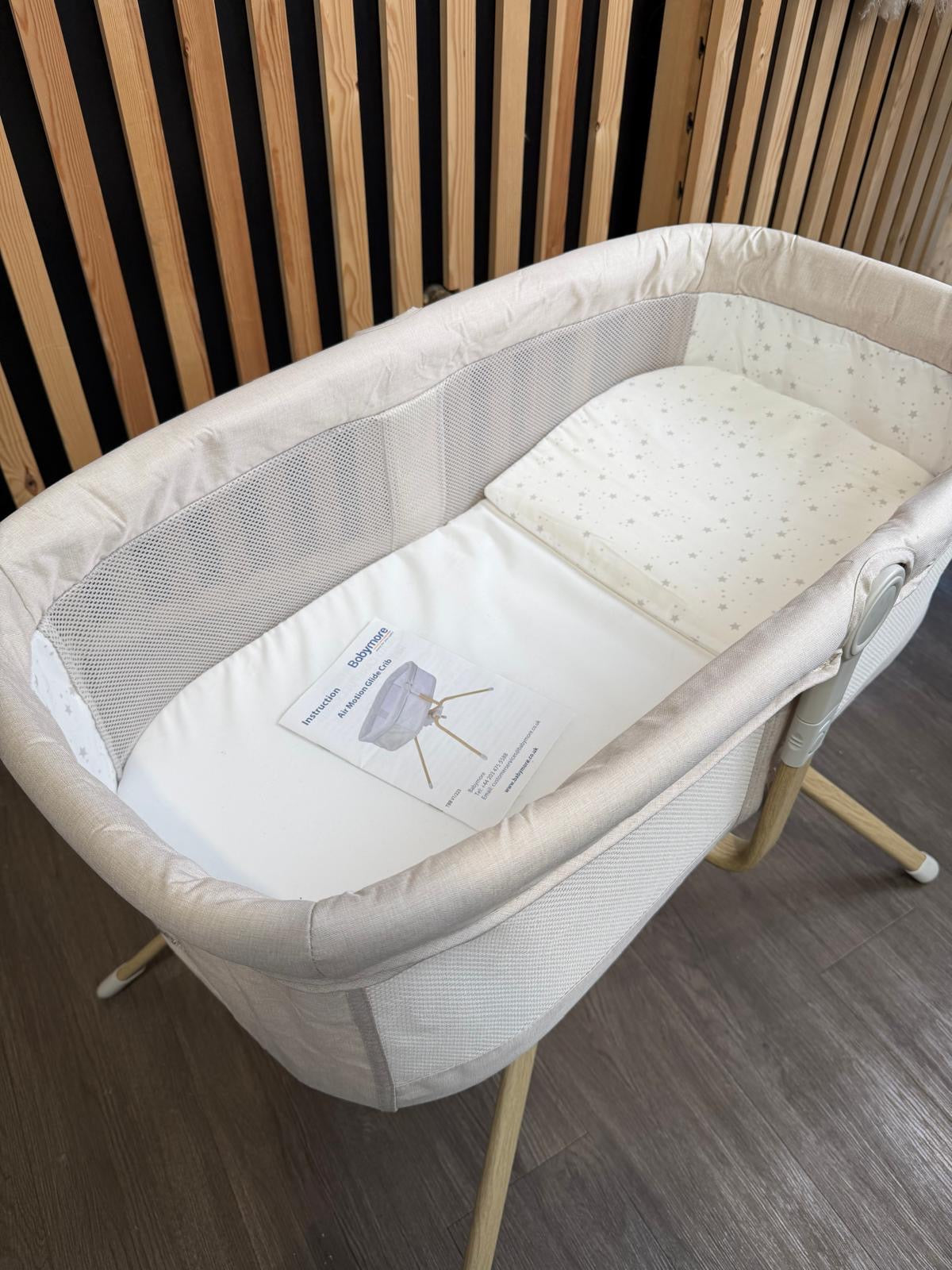 OPEN BOX Babymore Air Motion Gliding Crib w/ Reflux Wedge