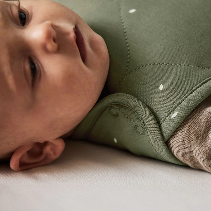 The Little Green Sheep Organic Quilted Baby Sleeping Bag - Juniper with Sage - 2.5 Tog