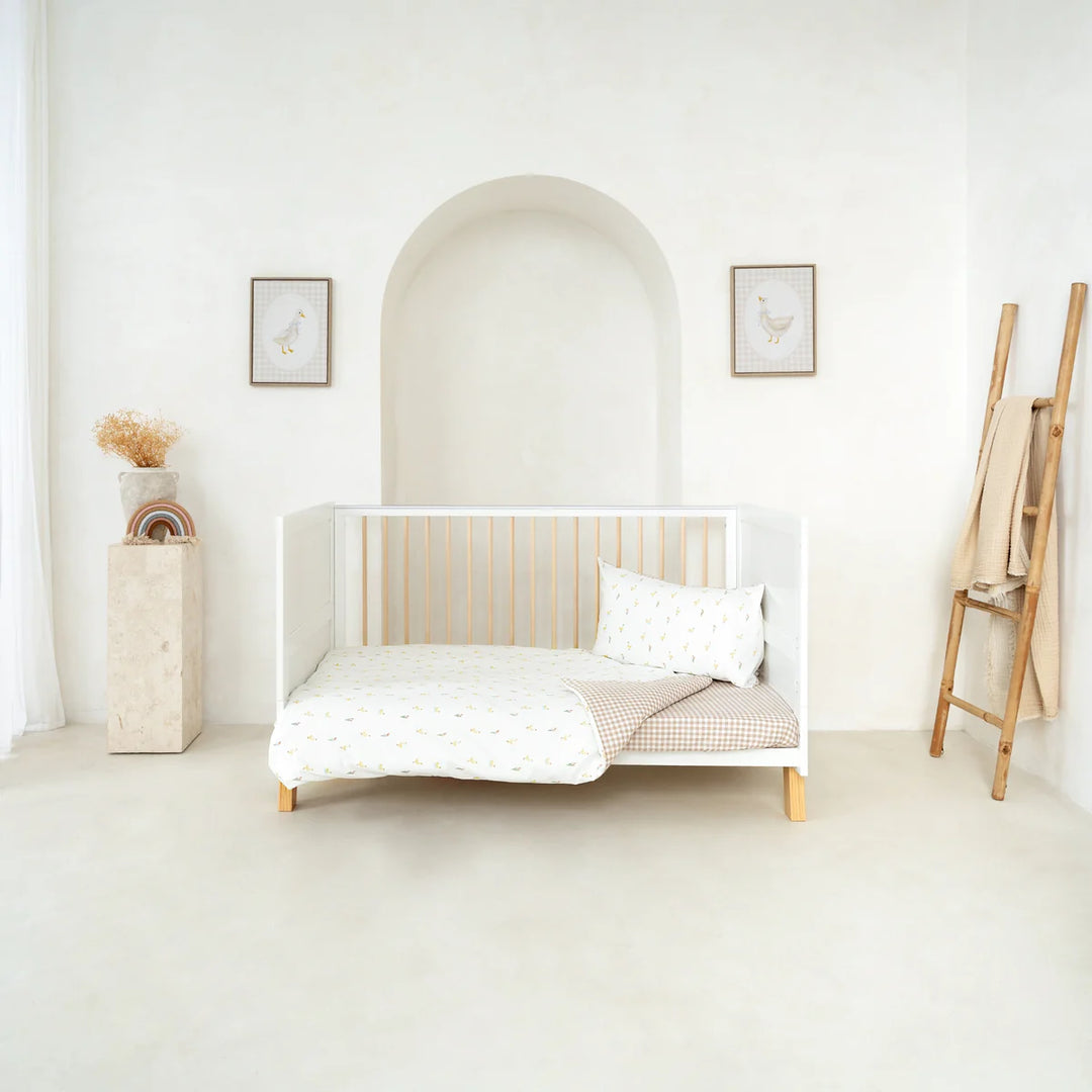 Clair De Lune Reversible Little Duckling Cot Bed Duvet Cover and Pillowcase Set