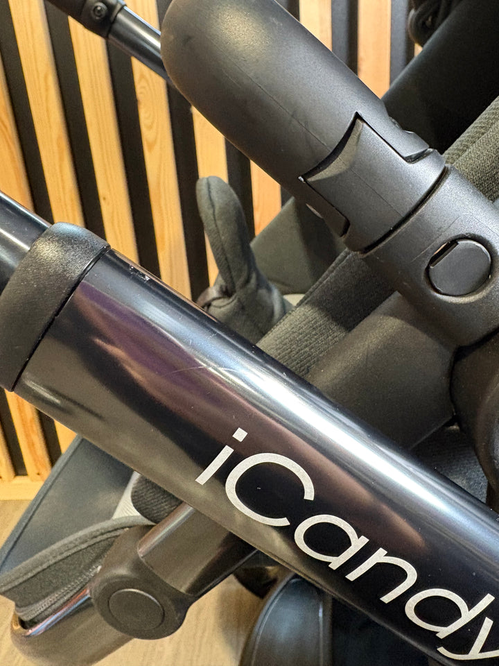 PRE LOVED iCandy Peach 7 Double Pushchair Bundle - Phantom/Dark Grey