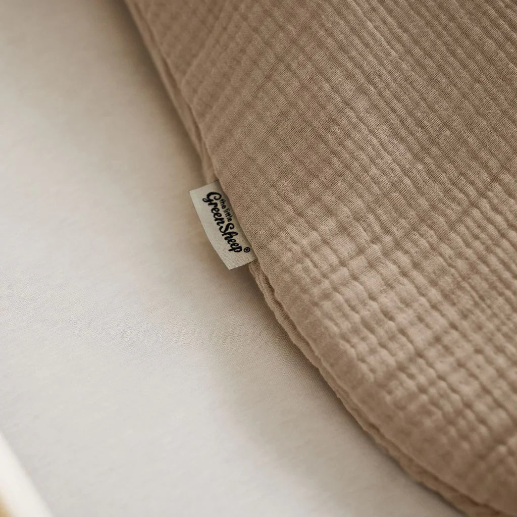 The Little Green Sheep Organic Muslin Baby Sleeping Bag in Truffle - 2.5 Tog