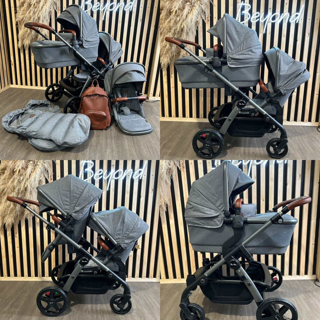 PRE LOVED Silver Cross Wave 3 Double Pushchair - Lunar