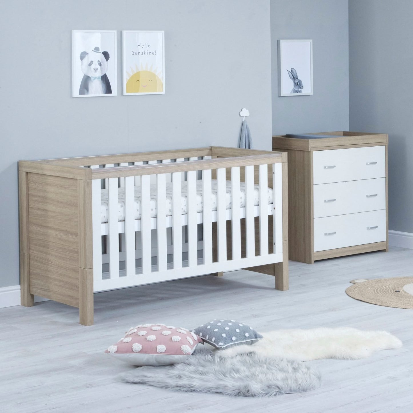 Luno 2 Piece Nursery Furniture Set – Oak White