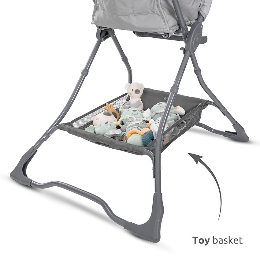 Lorelli Aspen 3in1 Travel System Bundle with Aria Luxe Car Seat, Millie Crib, Eliza Bouncer & Bonbon Highchair - Black/Beige