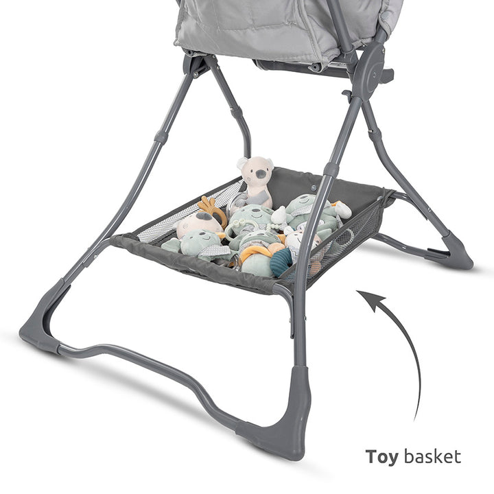Lorelli Aspen 3in1 Travel System Bundle with Aria Luxe Car Seat, Millie Crib, Eliza Bouncer & Bonbon Highchair - Black/Beige