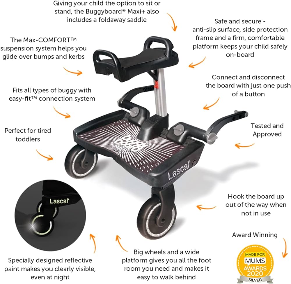 Lascal BuggyBoard Maxi Plus Black with Grey Saddle