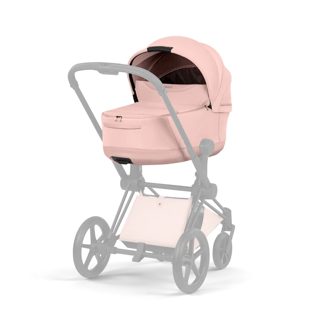 Cybex Priam Style Luxury Travel System Bundle Inc Foldable Carrycot - Peach Pink/Matt Black