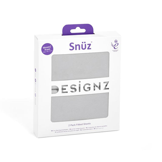 Snuz Moses Basket/Pram 2 Pack Fitted Sheets – Grey
