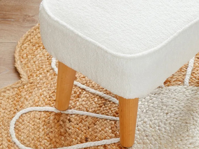 Babymore Freya Nursing Chair with Stool - Off White Bouclé