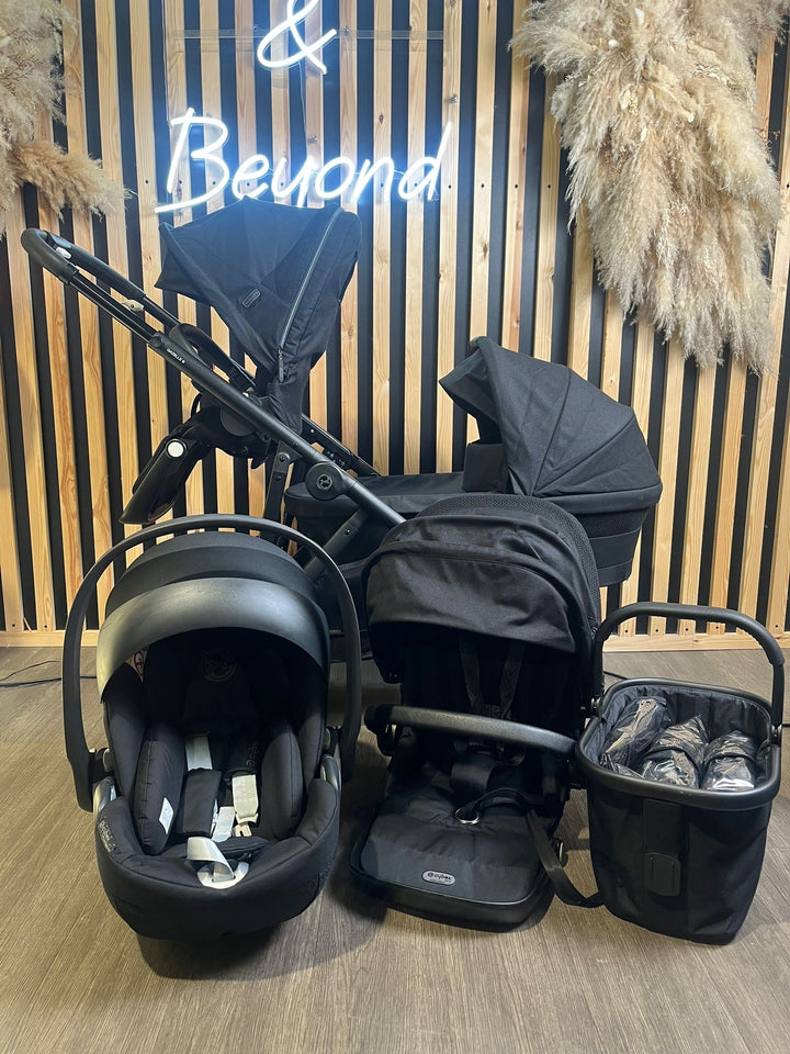 PRE LOVED Cybex Gazelle S Double Travel System Bundle - Moon Black