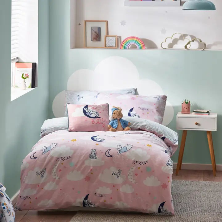 Peter Rabbit Sleepy Head Single Duvet Cover Set - Pink