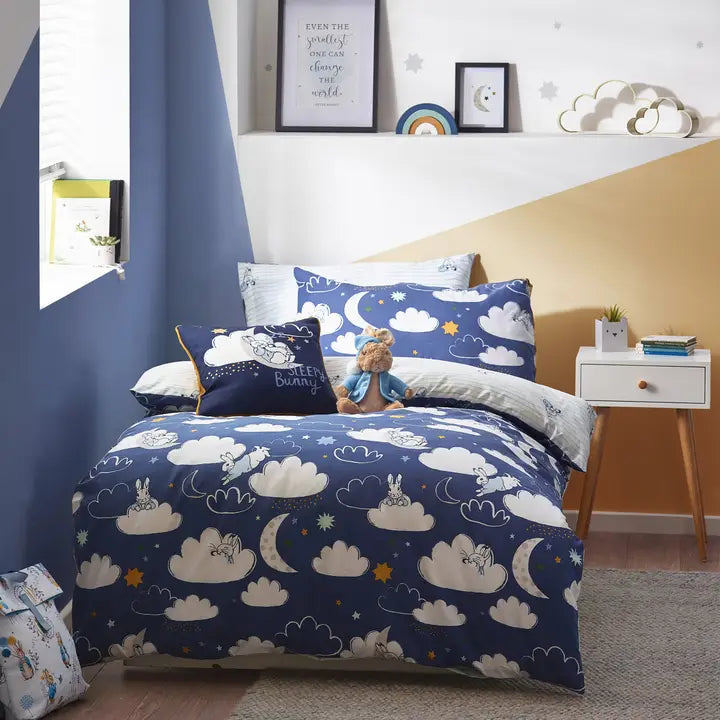 Peter Rabbit Sleepy Head Single Duvet Cover Set - Blue