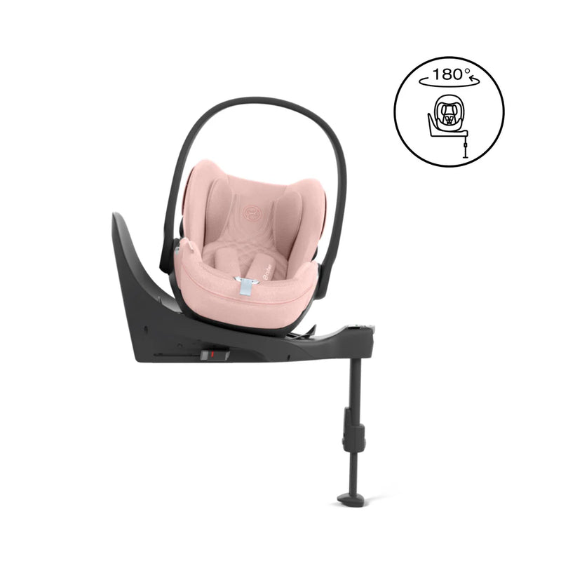Cybex Priam Style Luxury Travel System Bundle Inc Foldable Carrycot - Peach Pink/Matt Black