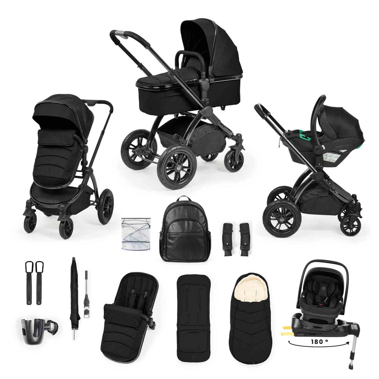 Ickle Bubba Stomp Luxe Elements Edition 17 Piece Bundle Inc Bubba Crib - Raven