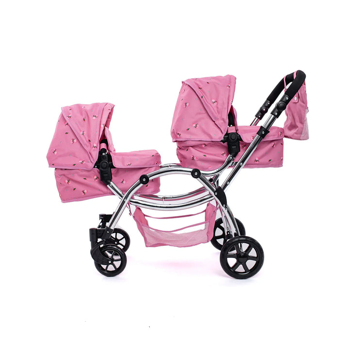 ROMA DARCIE TWIN DOLLS PRAM - PINK 3+ YEARS 88CM