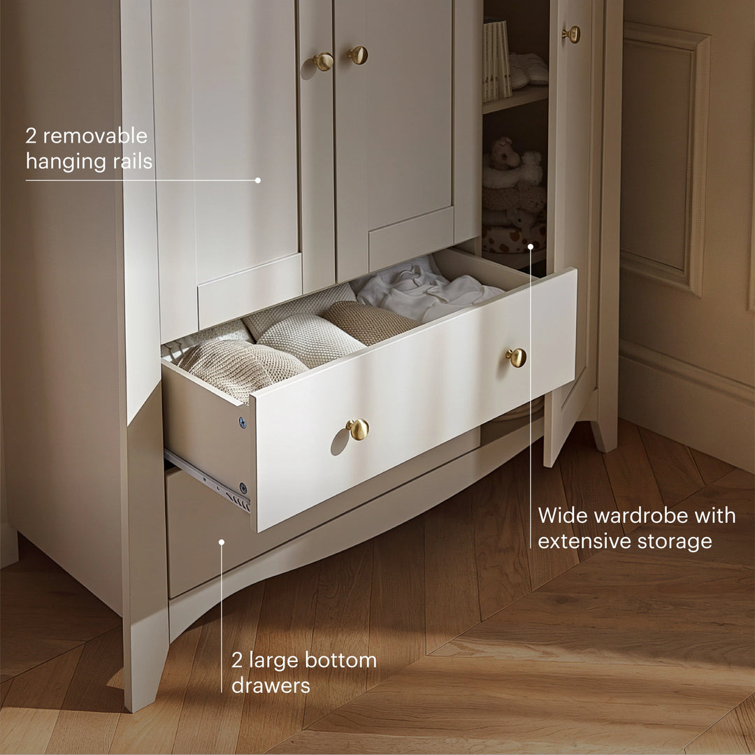 CuddleCo Clara 3 Door Triple Wardrobe - Cashmere & Ash