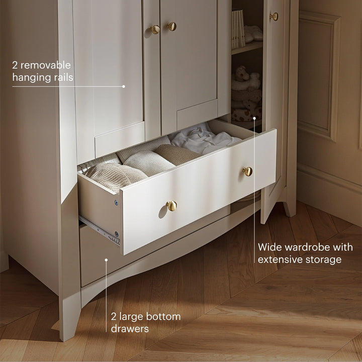 CuddleCo Clara 3 Door Triple Wardrobe - Cashmere & Ash