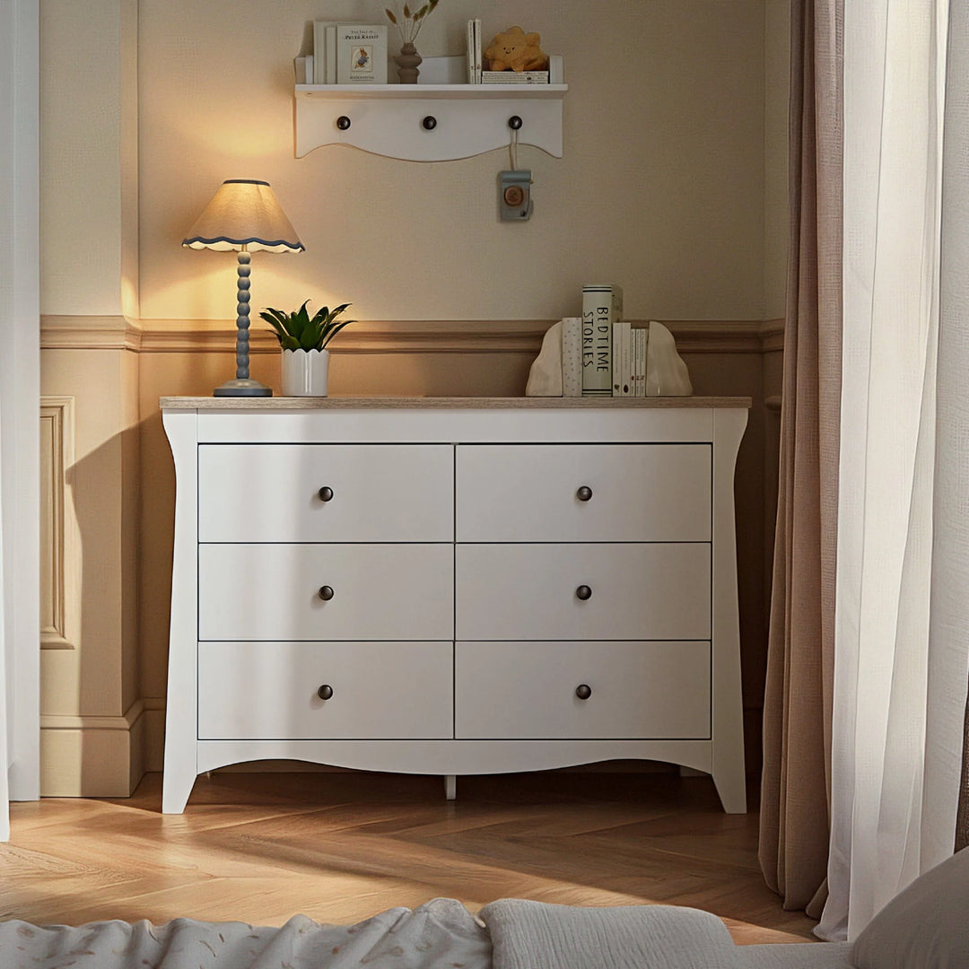 CuddleCo Clara 6 Drawer Dresser - White & Ash