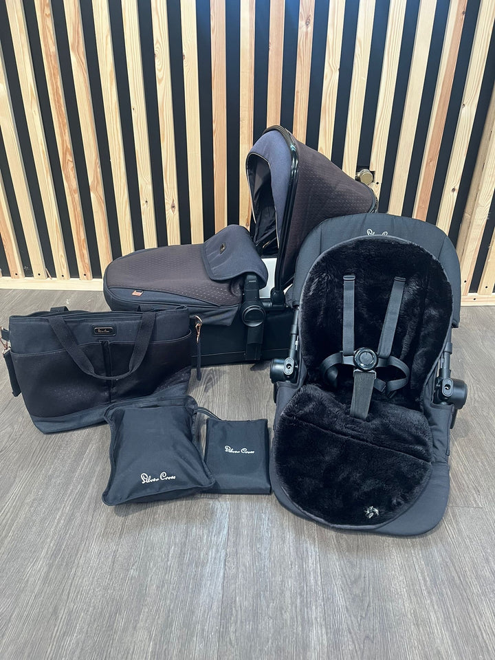 PRE LOVED Silver Cross Pioneer Carrycot, Seat Unit + Accessories NO CHASSIS - SE Eclipse