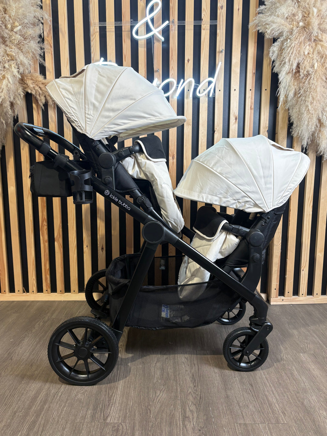 PRE LOVED Ickle Bubba Virgo Double Pushchair - Stone