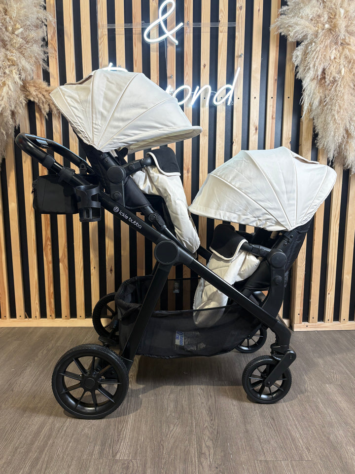 PRE LOVED Ickle Bubba Virgo Double Pushchair - Stone