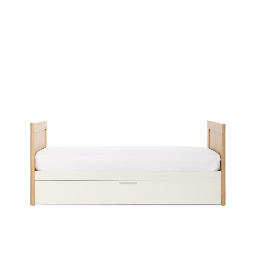 Tutti Bambini Riley Mini Cot Bed with Drawer - Maple Oak & White