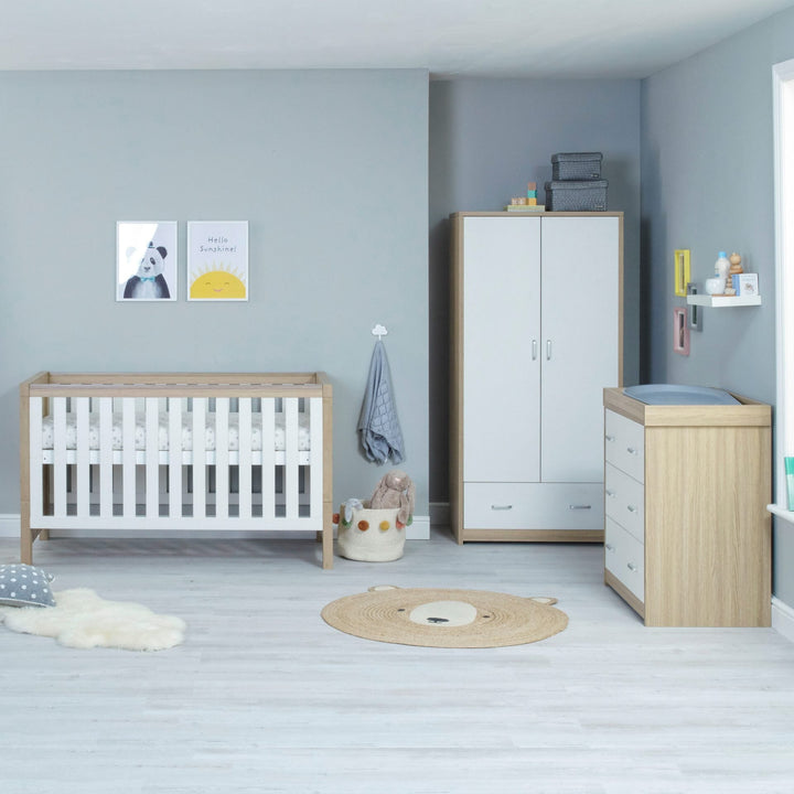 Babymore Luno 3 Piece Nursery Furniture Set – Oak White