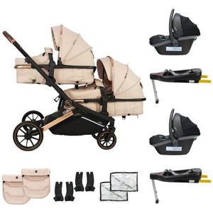 My Babiie MB33 Tandem Pushchair with 2 Infant Carriers & 2 Bases - Giraffe