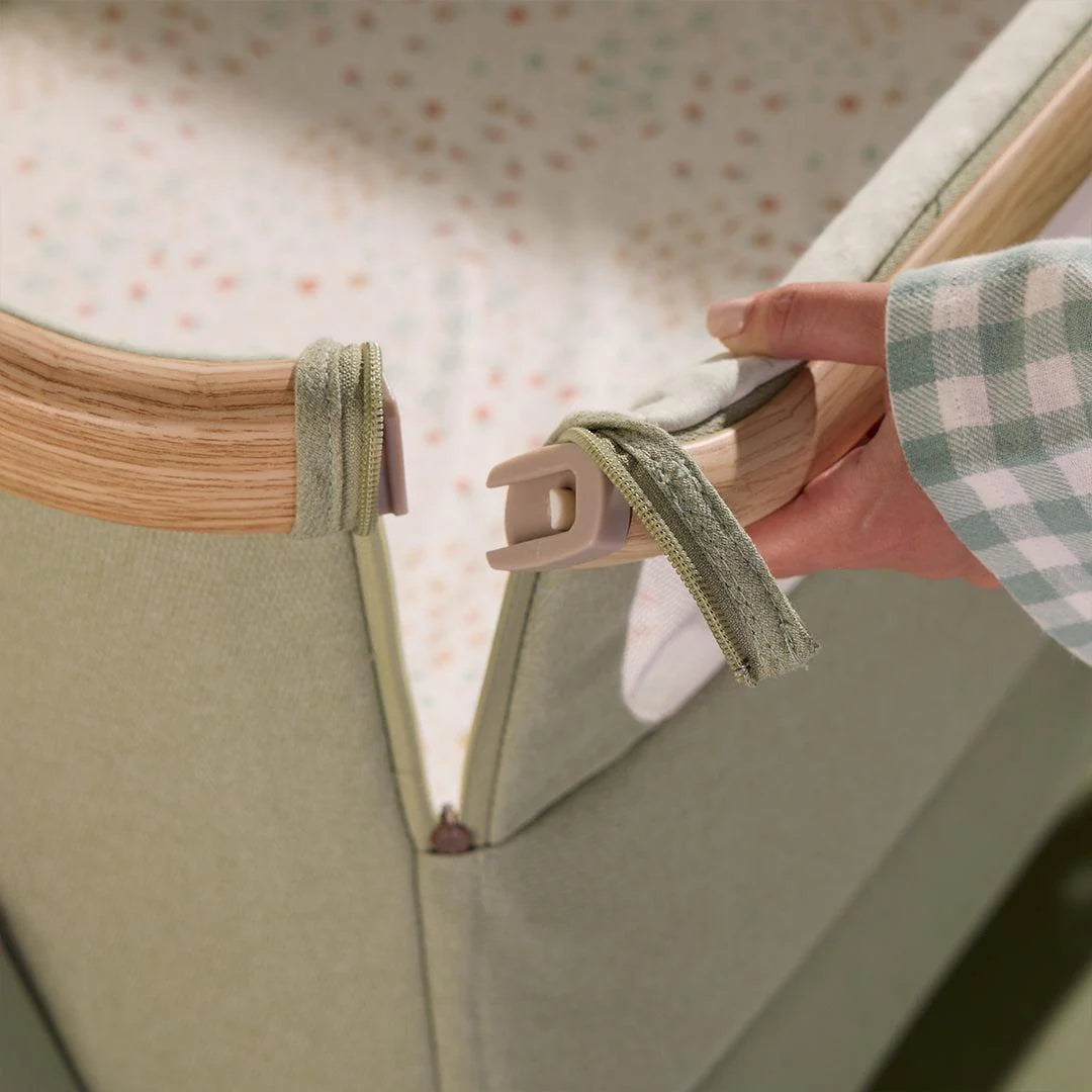 Tutti Bambini Cozee Air 2 Bedside Crib - Drifted Oak/Eucalyptus