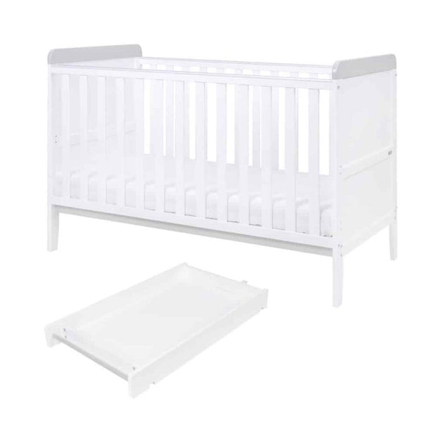 Tutti Bambini Rio Cot Bed, Changer and Mattress – White/Dove Grey