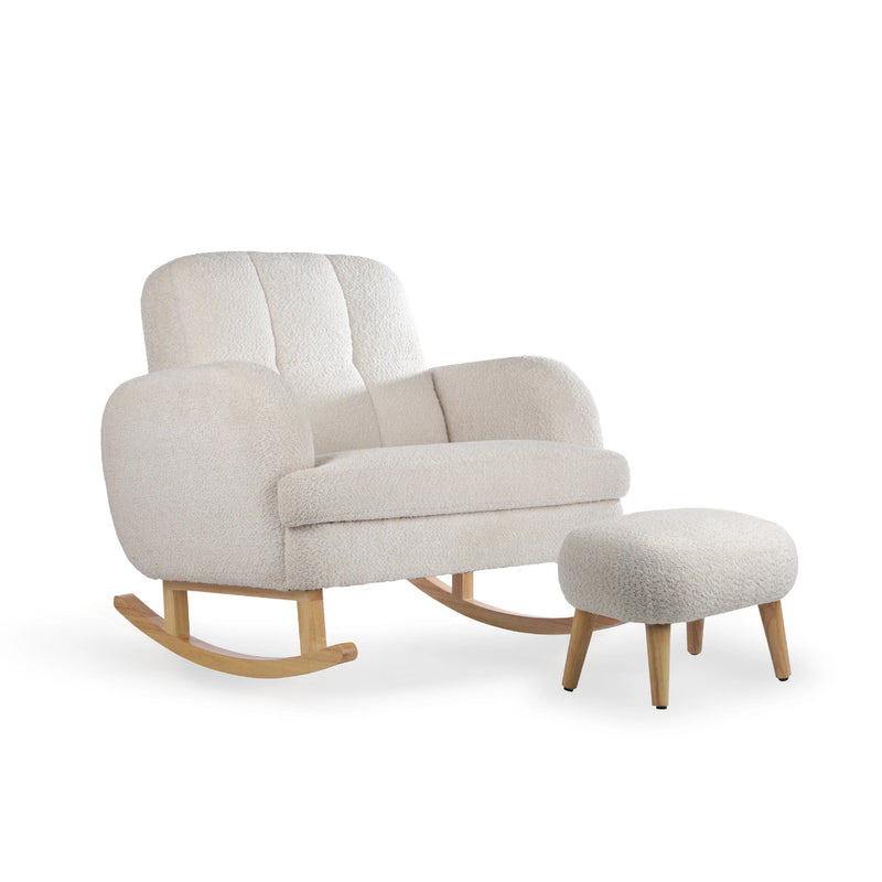 CuddleCo Etta Cuddle Nursing Chair & Foot stool - Boucle Mushroom