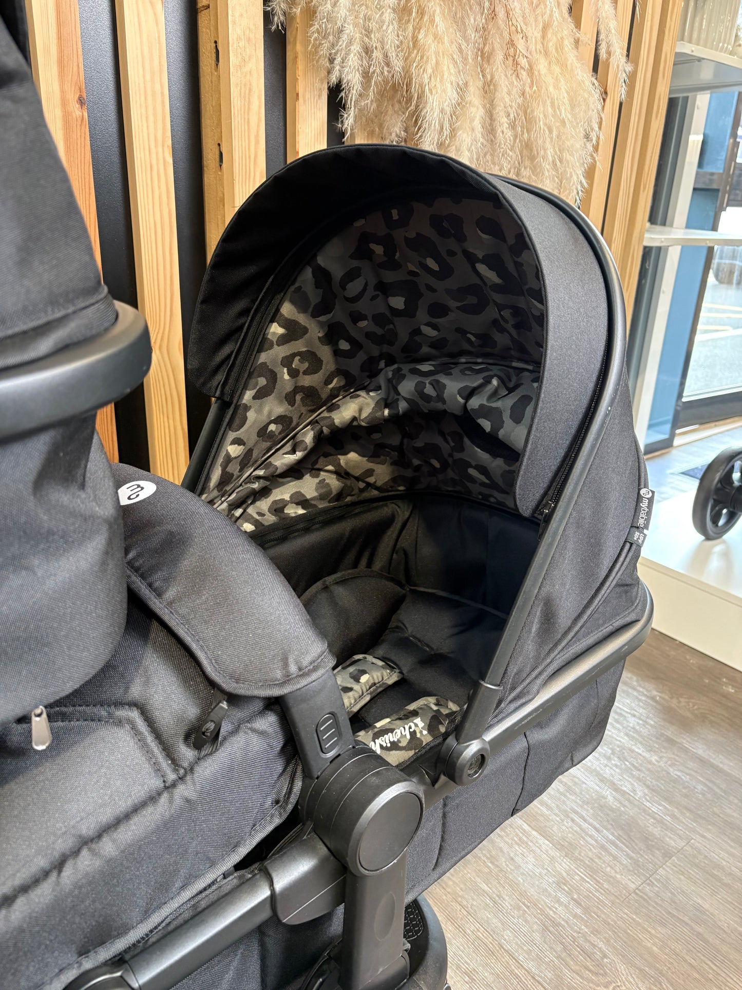 PRE LOVED My Babiie MB33 Twin Pushchair - Black Leopard