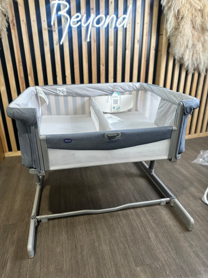 EX DISPLAY Chicco Next2Me Twins Bedside Crib - Magnet Grey