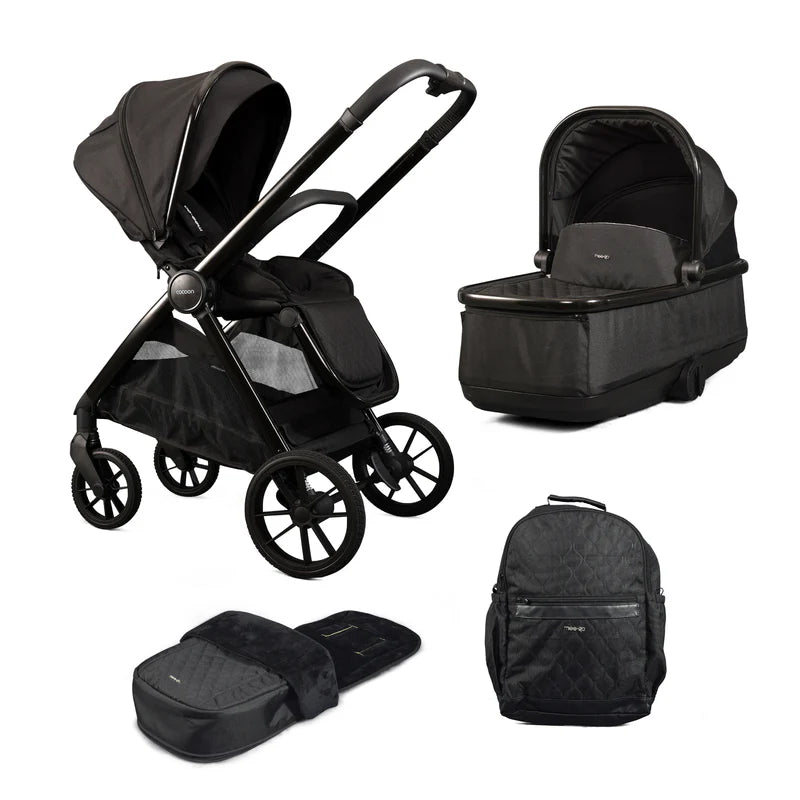 Mee-Go Cocoon Pushchair Bundle with Accessories – Liquorice